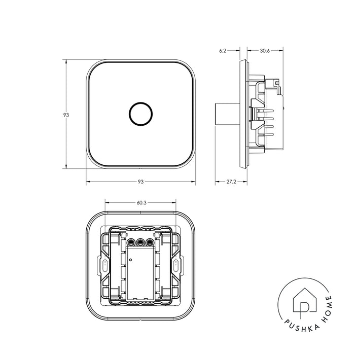 1G Dimmer Light Switch (150W) in Black – product view 4