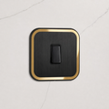 1G Rocker Light Switch (20A) in Black & Gold Gloss