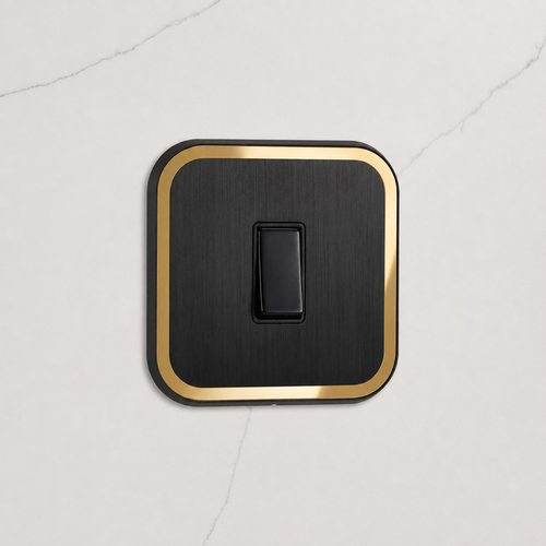 1G Rocker Light Switch (20A) in Black & Gold Gloss