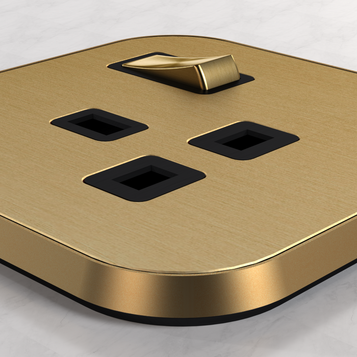 1G UK Plug Socket (13A) in Gold – product view 2