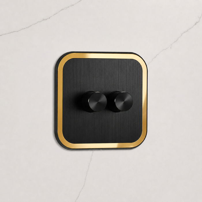 2G Dimmer Light Switch (150W) in Black & Gold Gloss