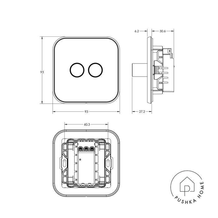 2G Dimmer Light Switch (150W) in Black – product view 4