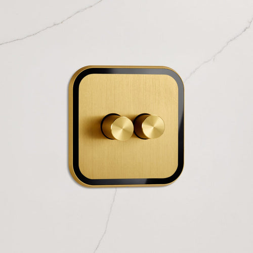 2G Dimmer Light Switch (150W) in Gold & Black Gloss