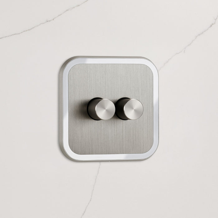 2G Dimmer Light Switch (150W) in Silver & White Gloss