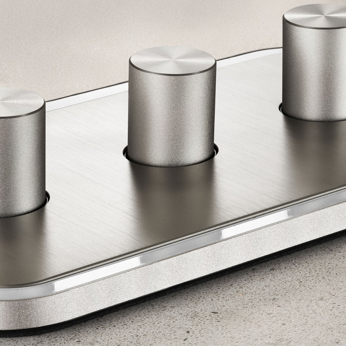 2G Dimmer Light Switch (150W) in Silver & White Gloss – close-up detail