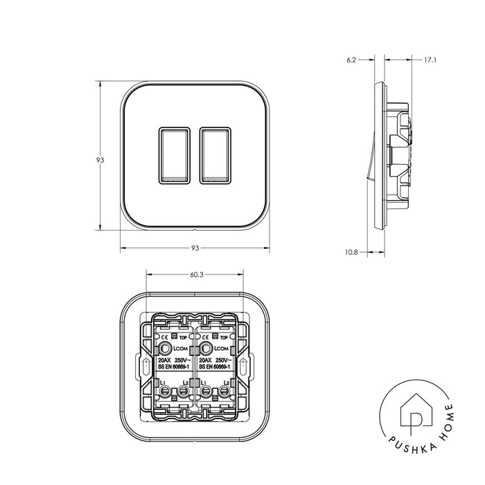 2G Rocker Light Switch (20A) in Silver – product view 4