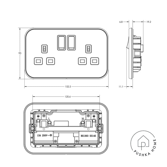 2G UK Plug Socket (13A) in Black – product view 6