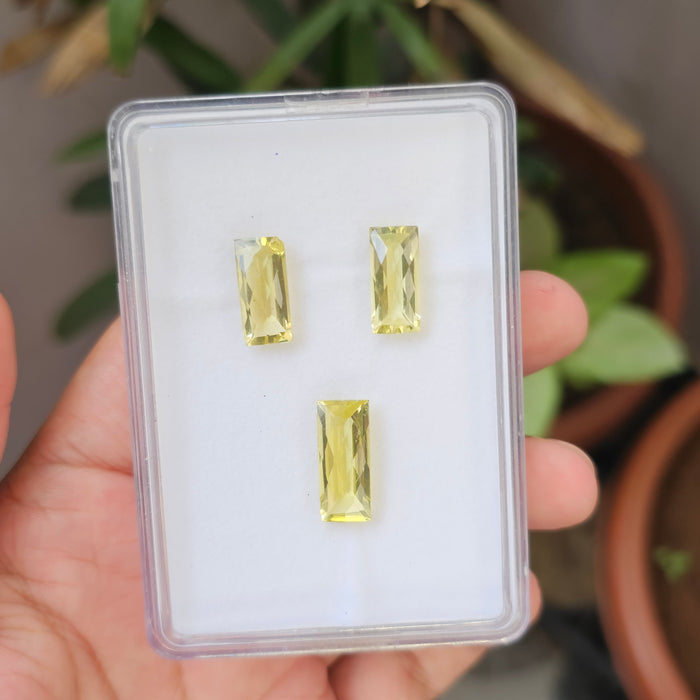 3 Pcs Natural Lemon Quatz Set Rectangle Shape:19-16mm - The LabradoriteKing