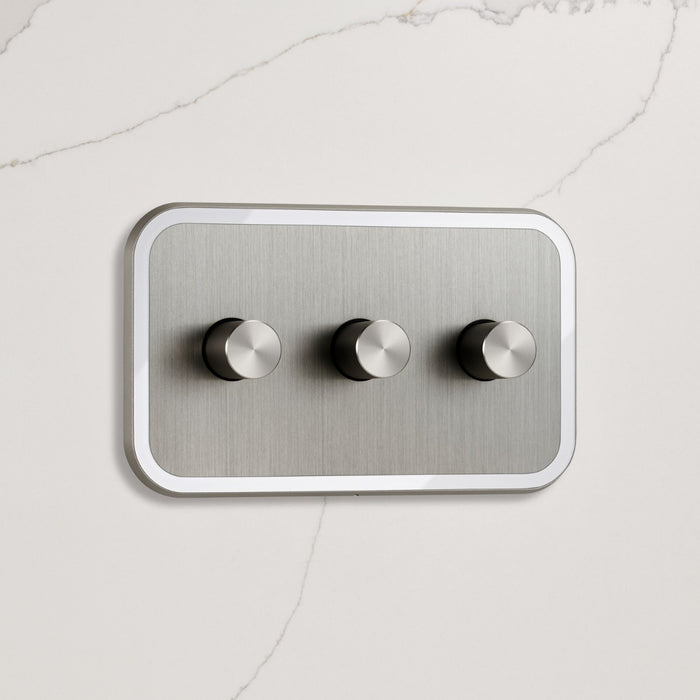 3G Dimmer Light Switch (150W) in Silver & White Gloss