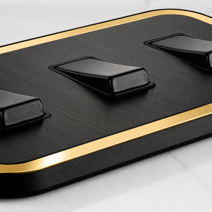 3G Rocker Light Switch (20A) in Black & Gold Gloss – product view 3