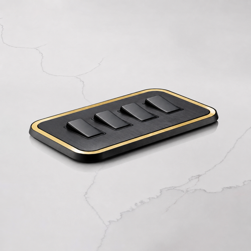 4G Rocker Light Switch (20A) in Black & Gold Gloss – product view 2
