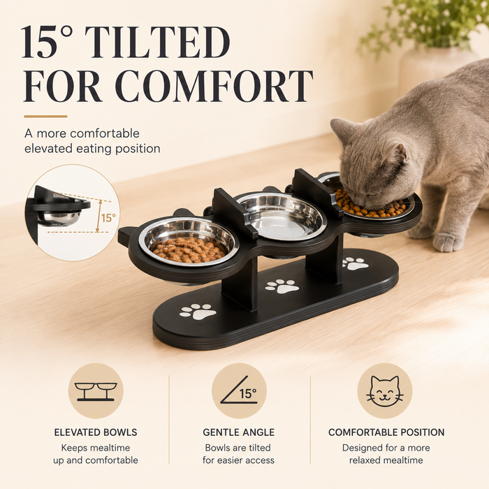 Adjustable 15° Tilted Pet Bowl