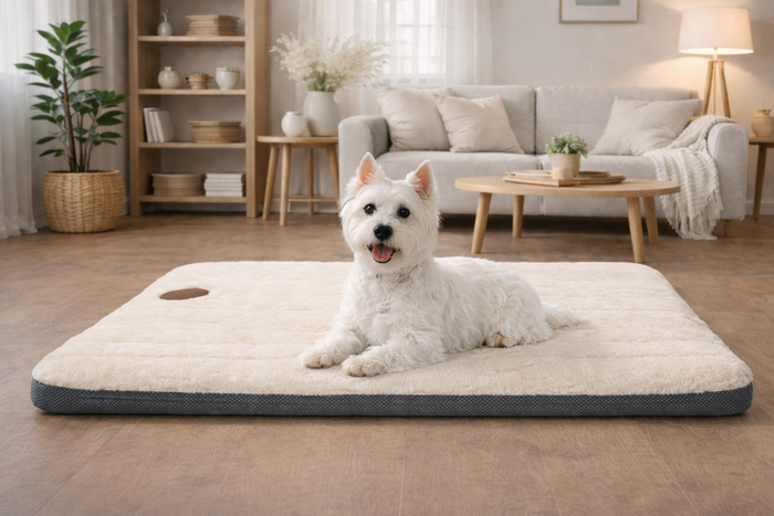 Alaska Memory Foam Faux Fur Dog Pet Mat - Orthopaedic Support & British Design - Dog Mat for dogs Snug and Cosy Pets