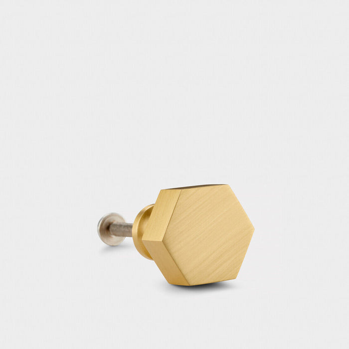 Aluminium Hexagonal Door & Cabinet Knobs in Gold