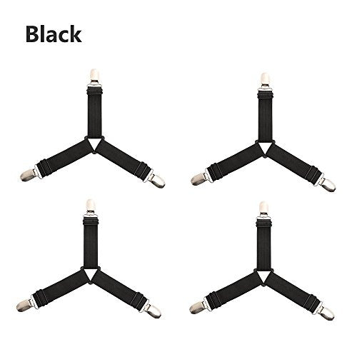 Amapower 4pcs White Straps Suspenders Elastic Fastener Bed Sheets Buckle Belt Grippers Mattress Clip