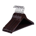 Amber Home Premium Walnut Color Wood Bridal Dress Hangers, Shirt Coat Hangers, Suit Hangers, Pants Hangers with Non-Slip Bar Smooth Finish- Well Cut Notches 10 Pack