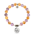 Amethyst Citrine Gemstone Bracelet with Cardinal Sterling Silver Charm