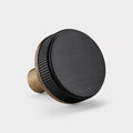 Antique Brass Door Knobs with Linear Top In Black