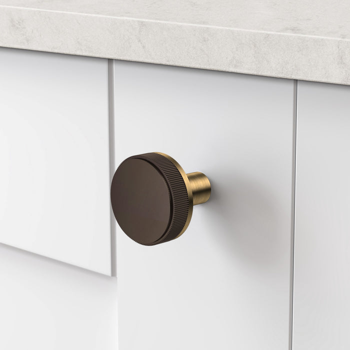 Antique Brass Door Knobs with Linear Top In Bronze – product view 2