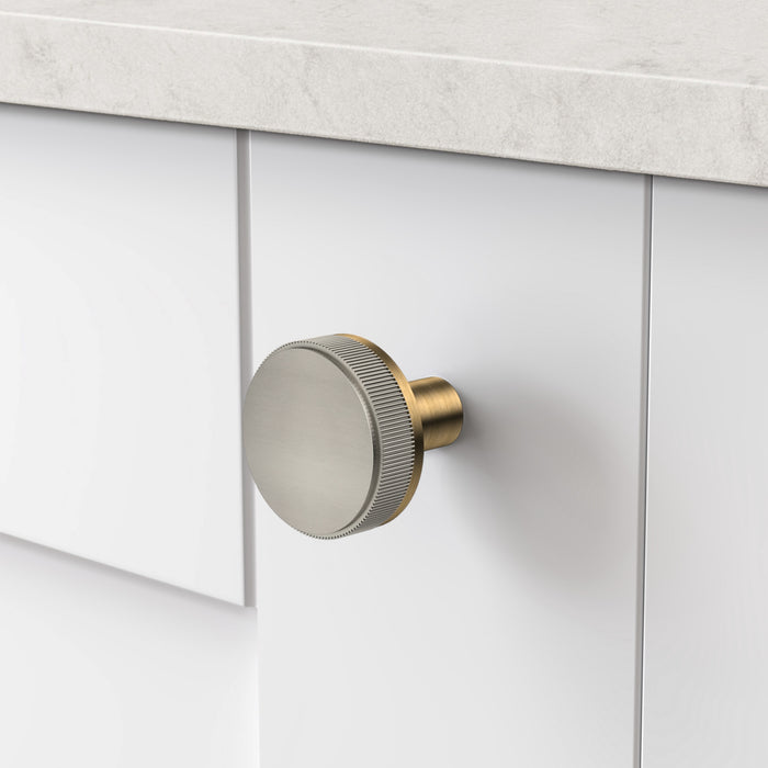 Antique Brass Door Knobs with Linear Top In Silver – product view 2