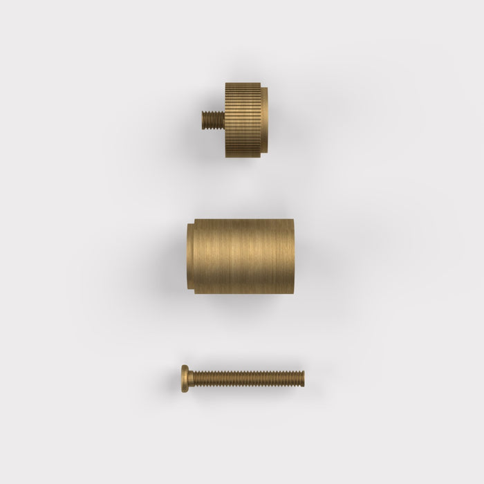 Antique Brass Linear Cylinder Pulls With Tip in Antique – product view 3