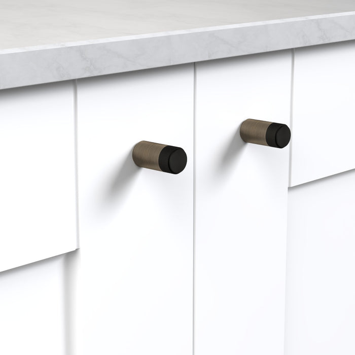 Antique Brass Linear Cylinder Pulls With Tip in Black – product view 2