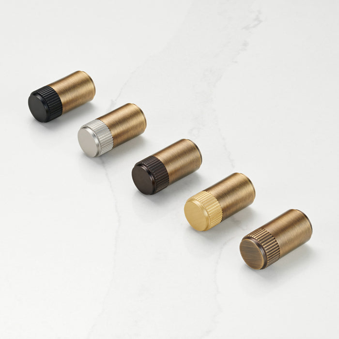 Antique Brass Linear Cylinder Pulls With Tip in Gold – product view 3