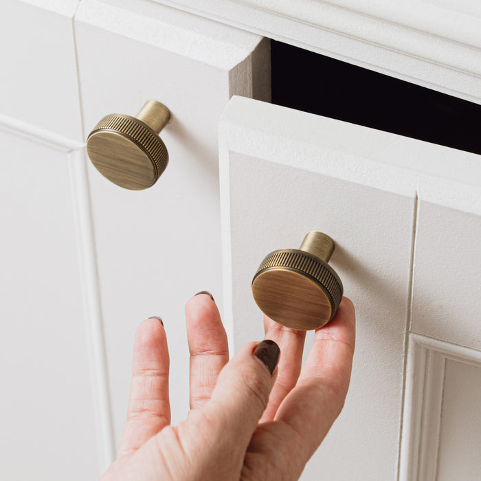 Antique Brass Linear Door Knobs with Tip In Antique – product view 2