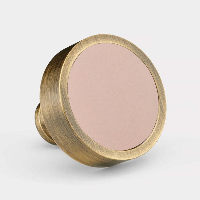 Antique & Leather Round Door Knobs in Pink