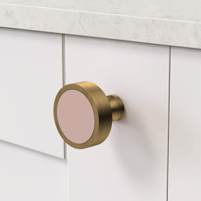Antique & Leather Round Door Knobs in Pink – product view 3