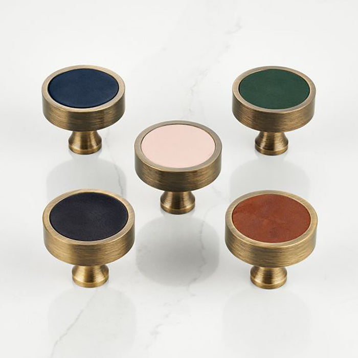 Antique & Leather Round Door Knobs in Pink – product view 4