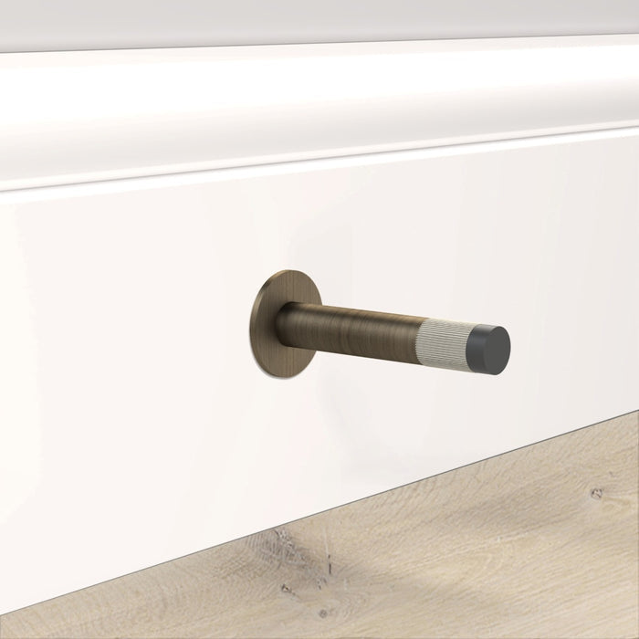 Antique Linear Wall Mounted Door Stop in Silver – installed view