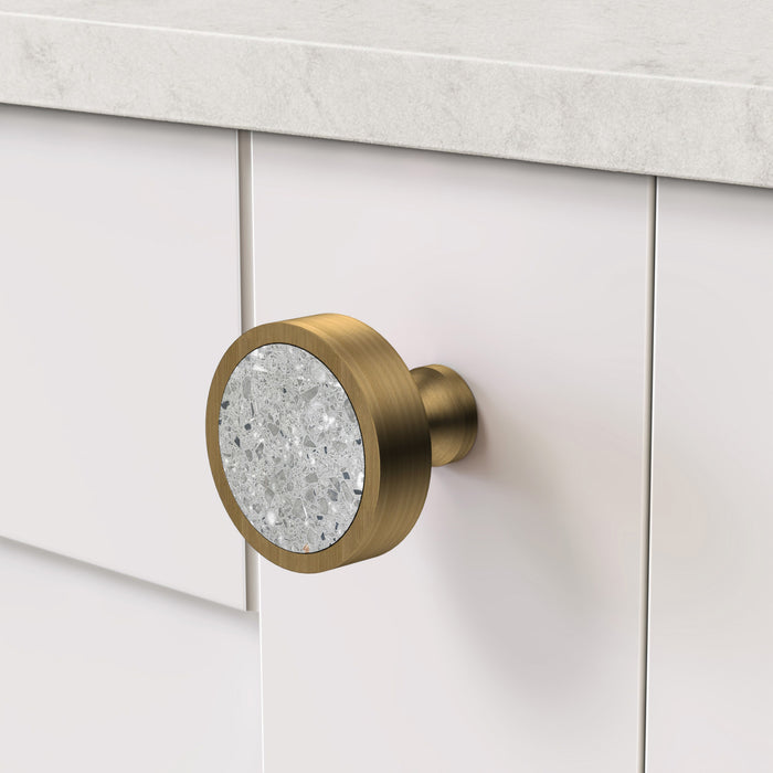 Antique & Terrazzo Round Door Knobs in Grey – product view 3