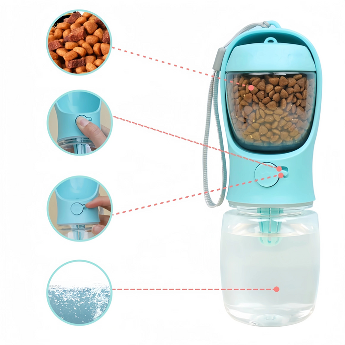 AquaSnack 2-in-1 Portable Pet Water & Food Bottle
