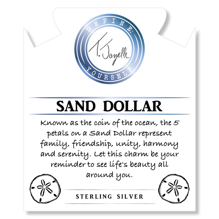 Australian Agate Gemstone Bracelet with Sand Dollar CZ Sterling Silver Charm