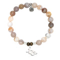 Australian Agate Gemstone Bracelet with XO Sterling Silver Charm