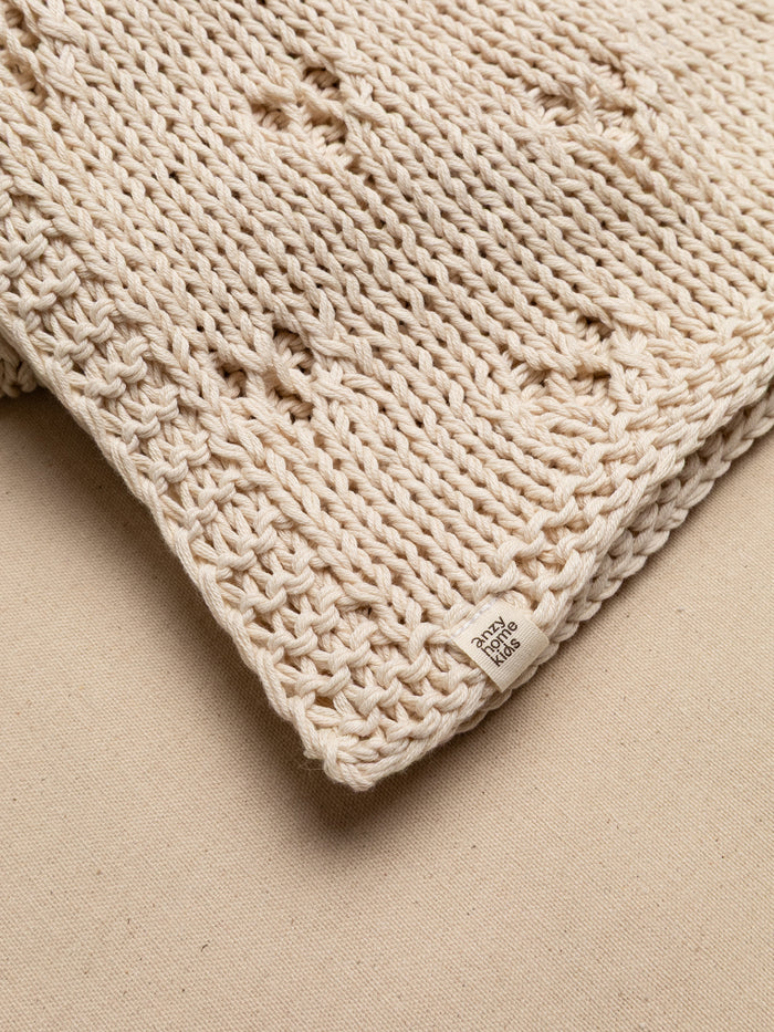 Baby Blanket Hand-Knitted Pointelle