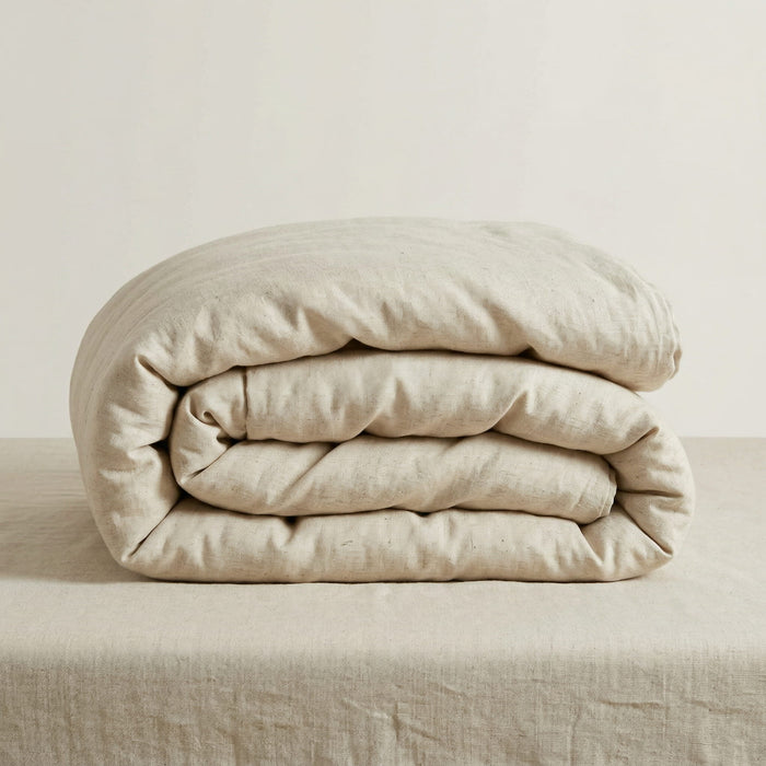 Highland Feather Bamboo Linen Duvet Cover folded - natural colour - Mattress Miracle Brantford