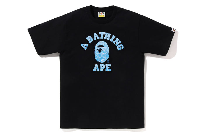 BAPE MENS ABC SEA SURFACE CAMO COLLEGE T-SHIRT