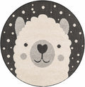 Beige, Black and Gray Kids Llama high low Texture Round Outdoor safe Area Rug - The Rug Decor