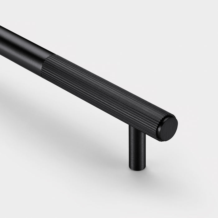 Black Brass Linear Cabinet Handle with Tip in Black