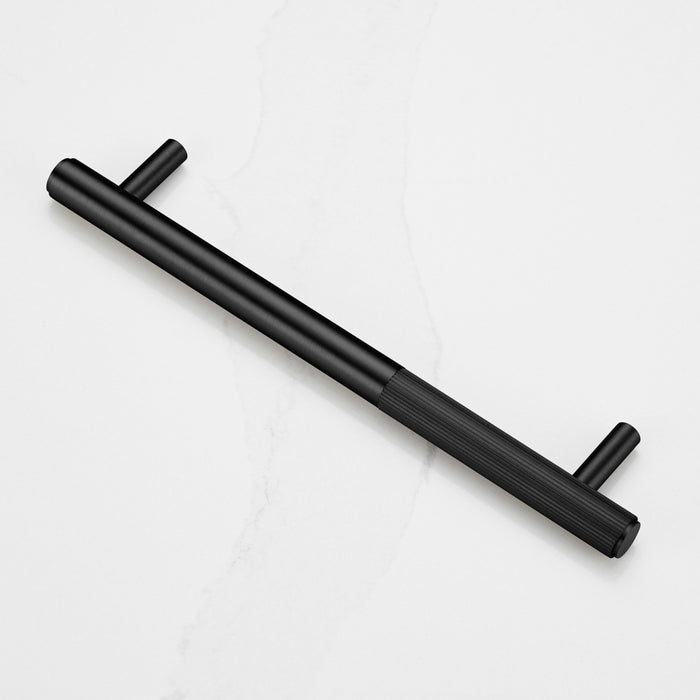 Black Brass Linear Cabinet Handle with Tip in Black – product view 2