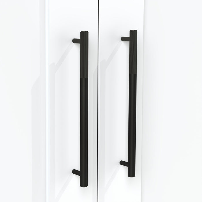 Black Brass Linear Cabinet Handle with Tip in Black – installed view