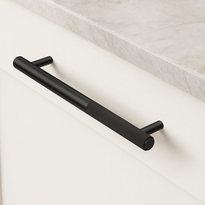 Black Brass Linear Cabinet Handle with Tip in Black – product view 4