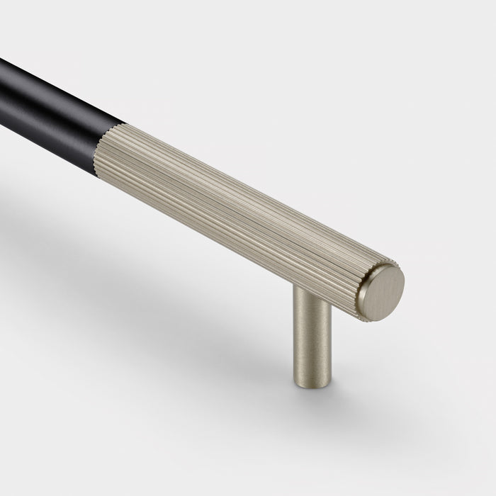 Black Brass Linear Cabinet Handle with Tip in Silver