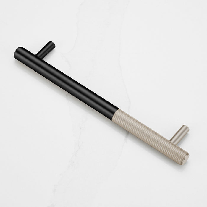 Black Brass Linear Cabinet Handle with Tip in Silver – product view 2