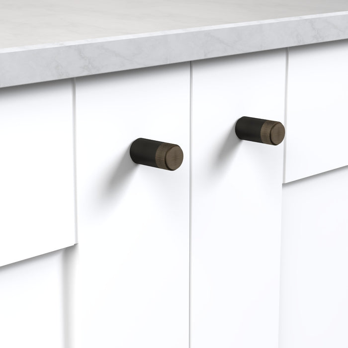 Black Brass Linear Cylinder Pulls With Tip in Antique – product view 2