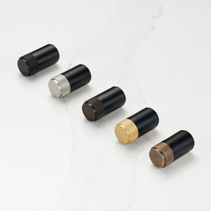Black Brass Linear Cylinder Pulls With Tip in Gold – product view 3
