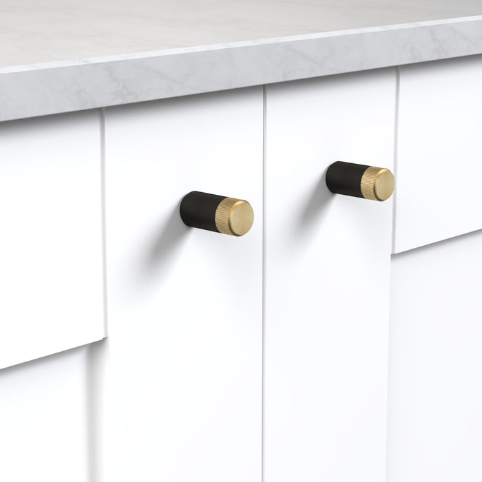 Black Brass Linear Cylinder Pulls With Tip in Gold – product view 2