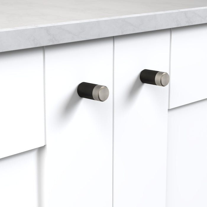Black Brass Linear Cylinder Pulls With Tip in Silver – product view 2